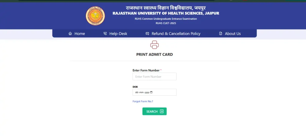 RUHS Admit Card 2025 जारी, यहां से करें डायरेक्ट डाउनलोड | लिंक एक्टिव 3 RUHS Admit Card 2025 homepage screenshot