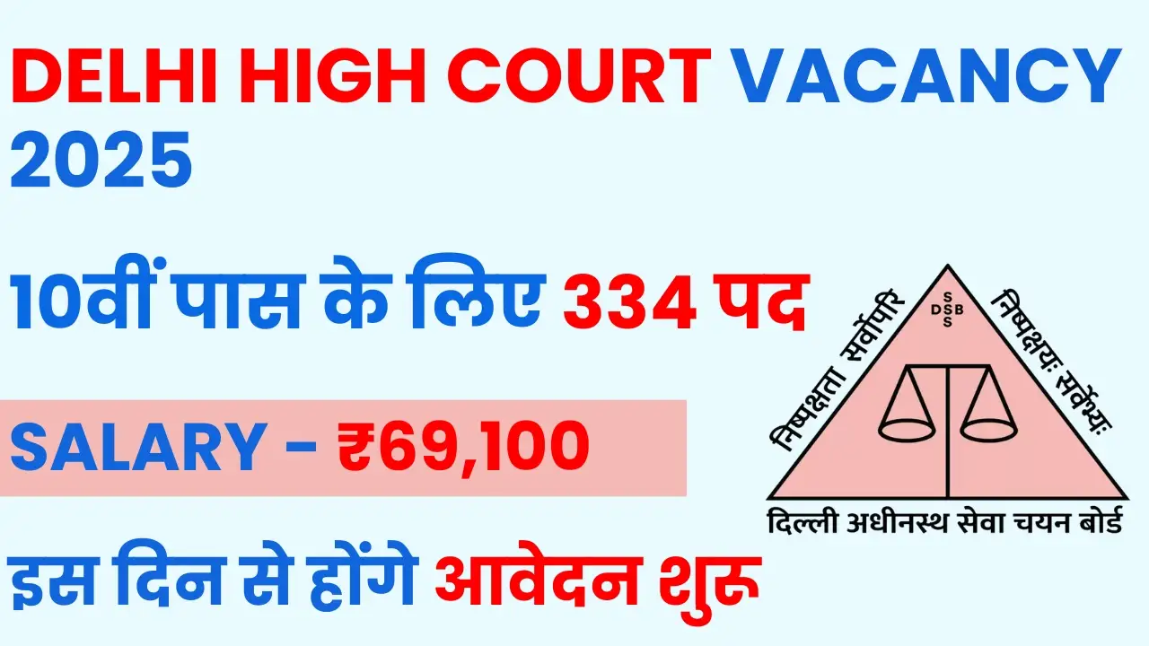 Delhi High Court Vacancy 2025 – 10वीं पास के लिए सुनहरा मौका, 334 पदों पर सीधी भर्ती 5 Delhi High Court Vacancy 2025 Court Attendant, Room Attendant और Security Attendant के 334 पद