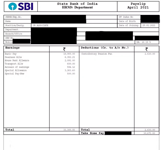 SBI Clerk Salary 2025: जानिए हर महीने कितनी सैलरी मिलती है, भत्ते, ग्रोथ और पूरी सैलरी स्लिप 3 sbi bank clerk salary slip