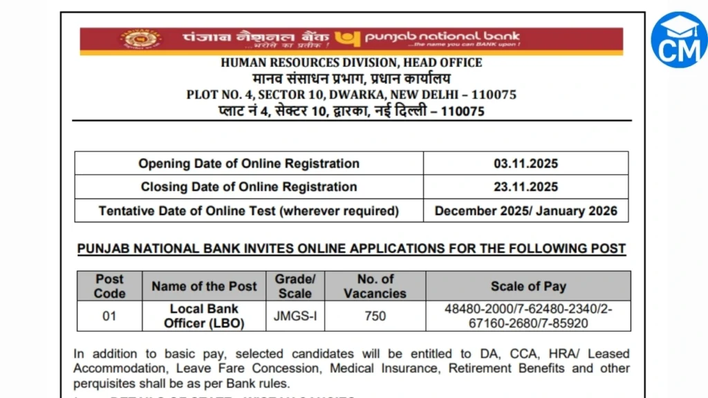 Punjab National Bank LBO Recruitment 2025 – 750 Local Bank Officer Vacancy Notification OUT