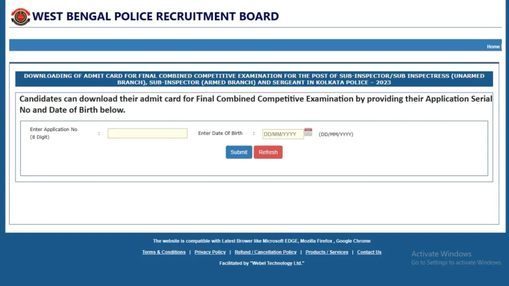 Kolkata Police SI Admit Card 2025 Download for Final Written Exam