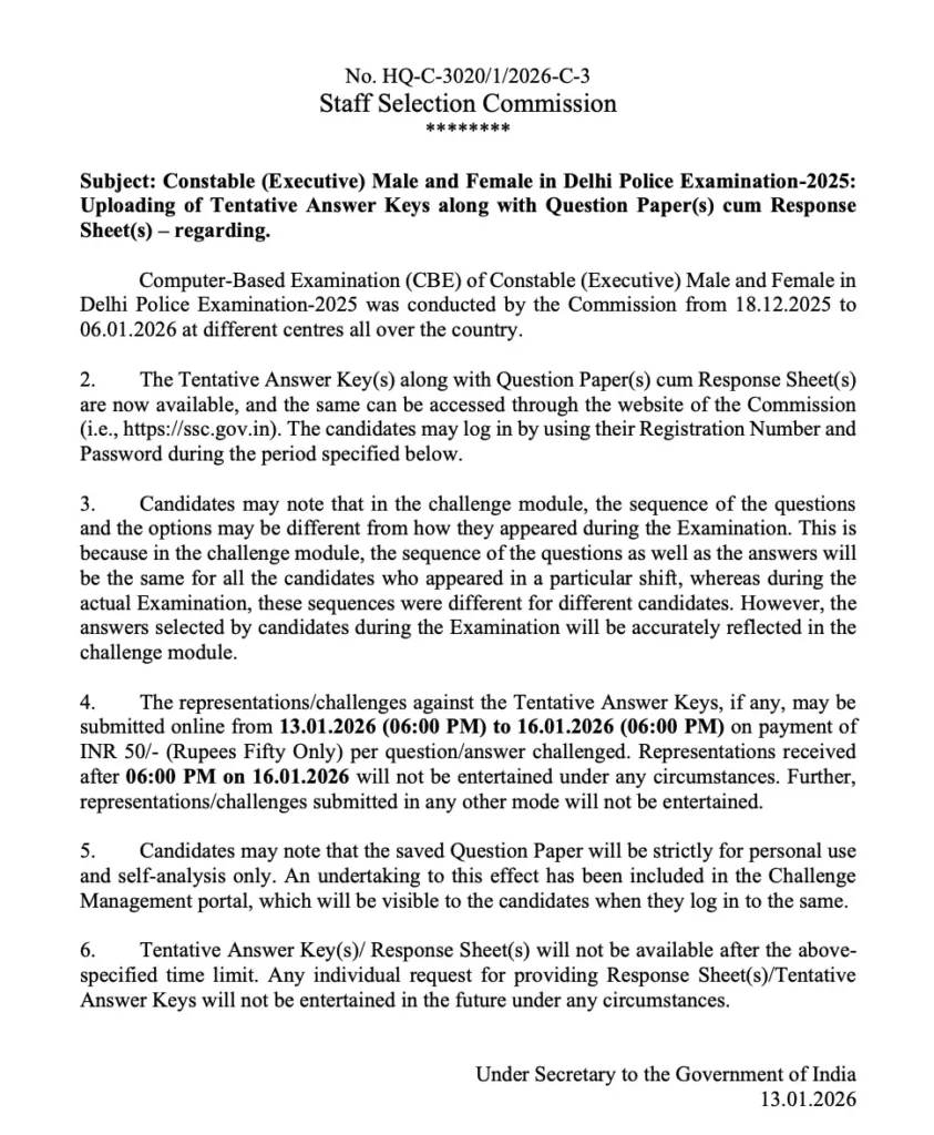 delhi police answer key